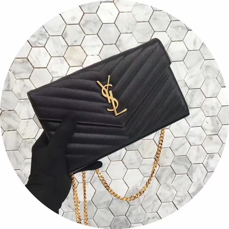 YSL WOC Classic Monogramme Flap Bag Cannage Pattern Y1003 Black