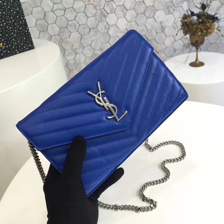 YSL WOC Classic Monogramme Flap Bag Cannage Pattern Y1003 Blue