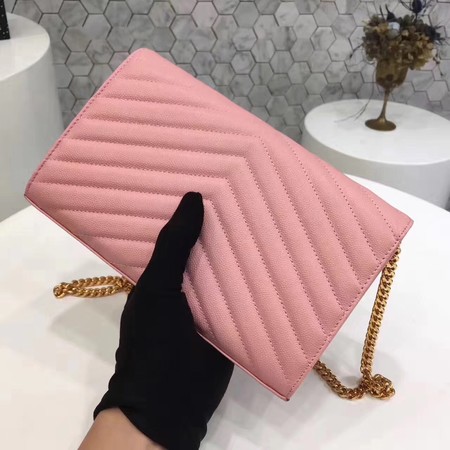 YSL WOC Classic Monogramme Flap Bag Cannage Pattern Y1003 Pink