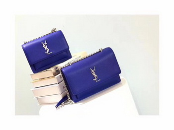 Yves Saint Laurent Leather Cross-body Shoulder Bag Y8004 Blue