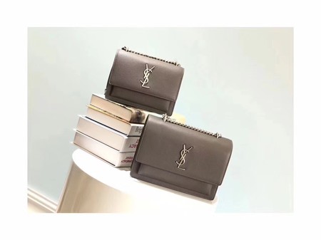 Yves Saint Laurent Leather Cross-body Shoulder Bag Y8004 Grey