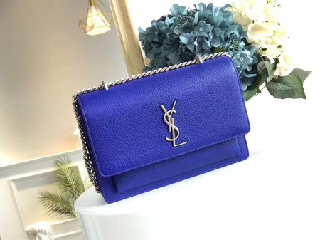 Yves Saint Laurent Leather Cross-body Shoulder Bag Y8005 Blue