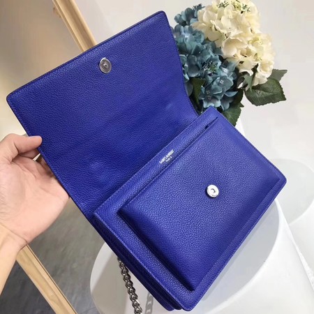 Yves Saint Laurent Leather Cross-body Shoulder Bag Y8005 Blue