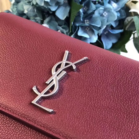 Yves Saint Laurent Leather Cross-body Shoulder Bag Y8005 Wine