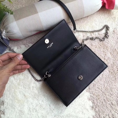 Yves Saint Laurent Leather Cross-body Shoulder Bag Y8011 Black