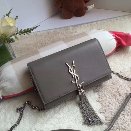 Yves Saint Laurent Leather Cross-body Shoulder Bag Y8011 Grey