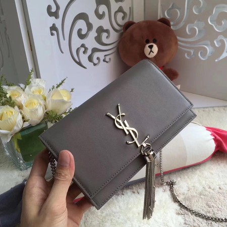 Yves Saint Laurent Leather Cross-body Shoulder Bag Y8011 Grey