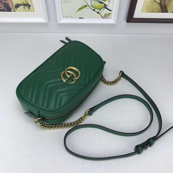 Gucci GG Marmont Matelasse Leather Shoulder Bag 447632 Green