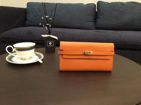 Hermes Kelly Epsom Leather Wallet H4086 Orange