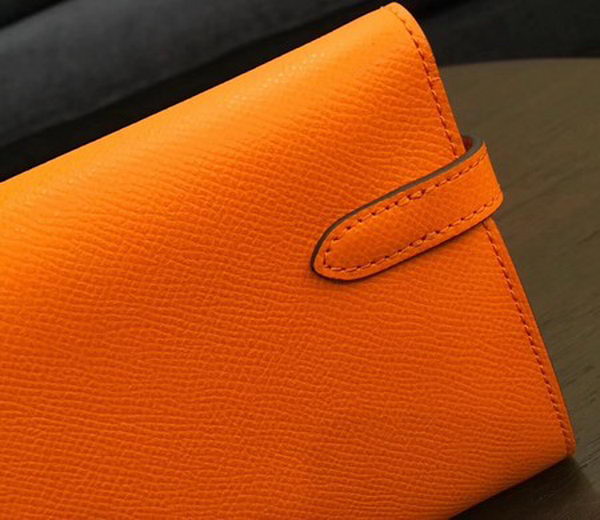 Hermes Kelly Epsom Leather Wallet H4086 Orange