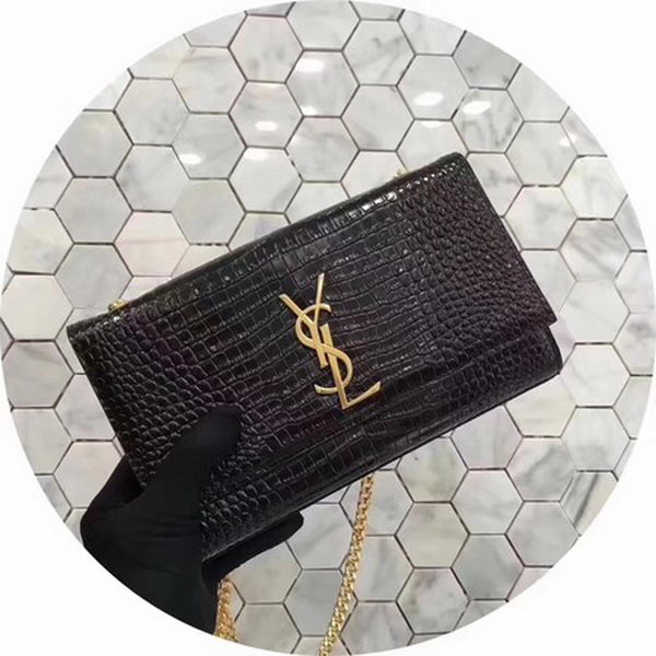 Saint Laurent mini Croco Leather Cross-body Shoulder Bag Y2811 Black