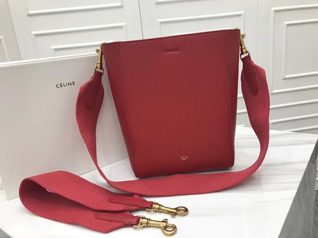 CELINE Sangle Seau Bag in Suede Leather C3371S Red