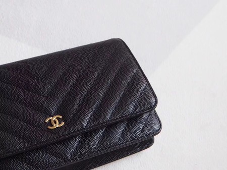 Chanel V mini Flap Bag Black Chevron Cannage Pattern A33814V Gold