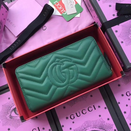 Gucci GG Marmont Zip Around Wallet 443123 Green