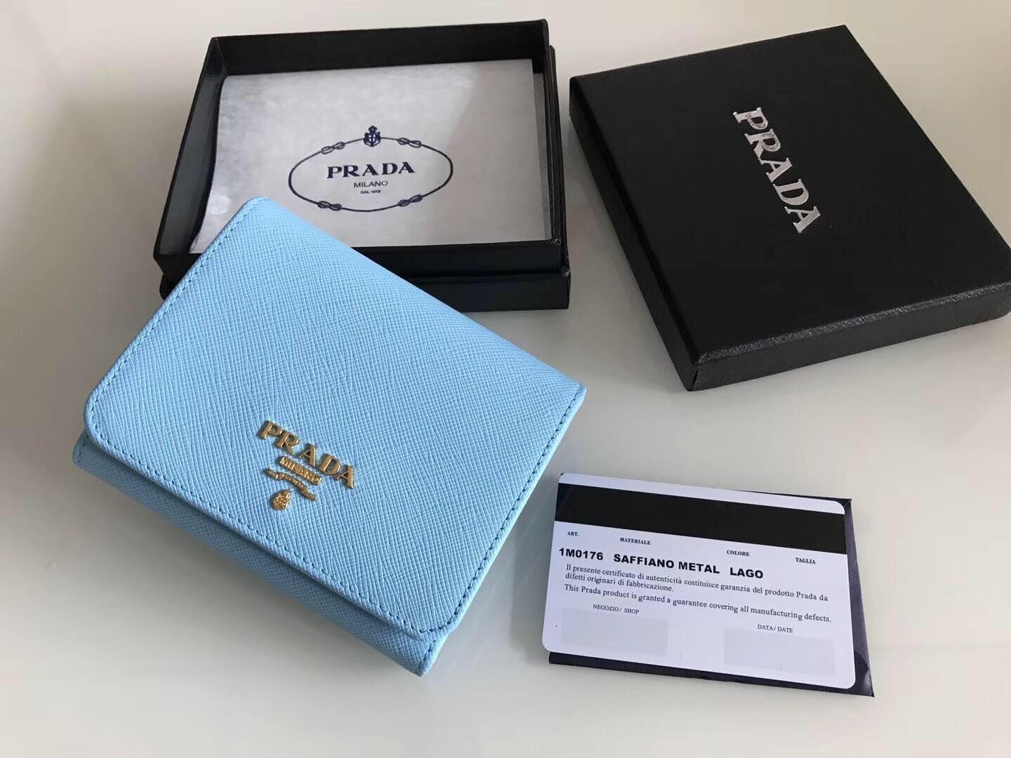 Prada Saffiano Leather Tri-Fold Wallet 1MH524