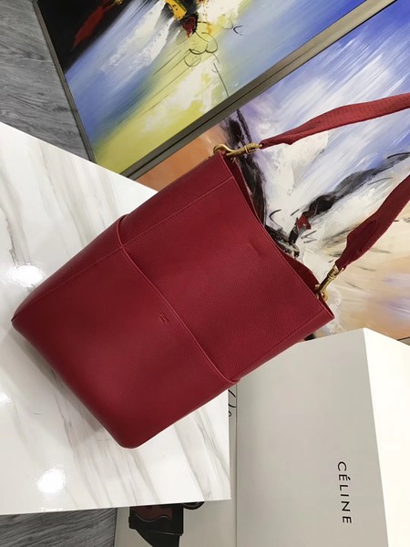 CELINE Sangle Seau Bag in Calfskin Leather C3369 Red