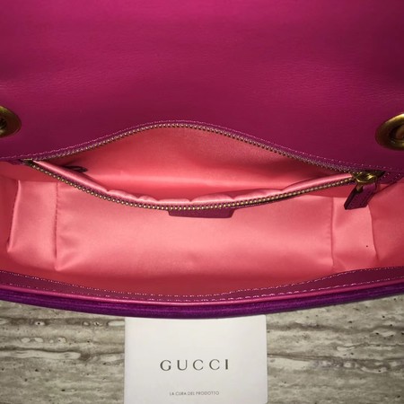 Gucci GG Marmont Chevron Velvet Shoulder Bag 443497 Purple