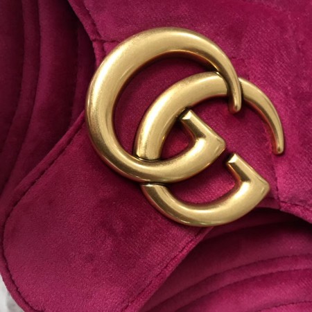 Gucci GG Marmont Chevron Velvet Shoulder Bag 443497 Rose