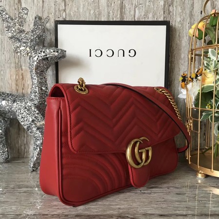 Gucci GG Marmont Matelasse Shoulder Bag 443496 Red