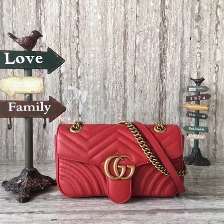 Gucci Now GG Marmont Matelasse Shoulder Bag 443496 Red