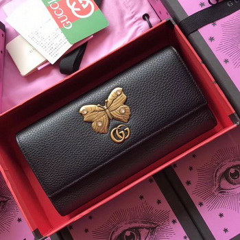 Gucci Leather Continental Wallet with Butterfly ‎499359&