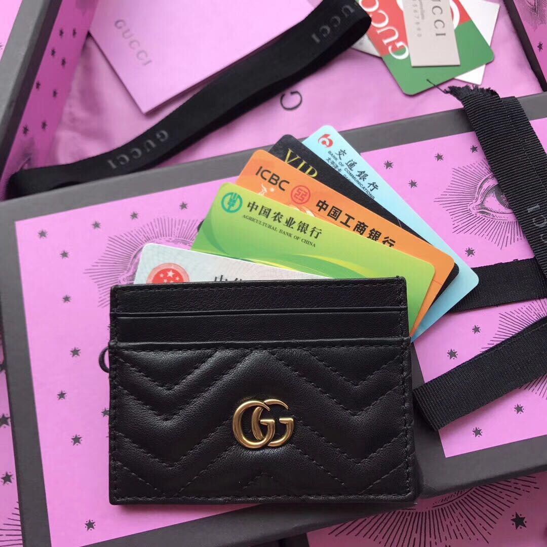 Gucci Leather Card Case 499360 Black