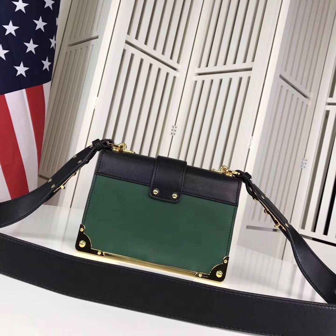 PRADA Shoulder Flap Bag Original Leather P2312 Green