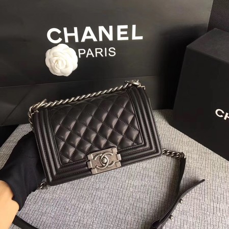 Boy Chanel Flap Shoulder Bag Sheepskin Leather A67085 Black