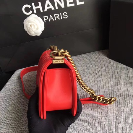 Boy Chanel Flap Shoulder Bag Sheepskin Leather A67085 Red