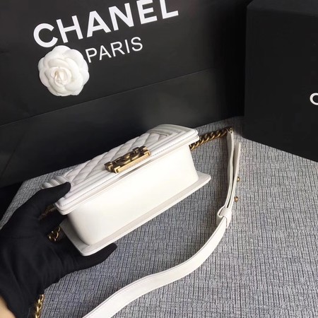 Boy Chanel Flap Shoulder Bag Sheepskin Leather A67085 White