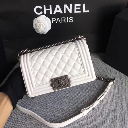 Boy Chanel Flap Shoulder Bag Sheepskin Leather A67085 White