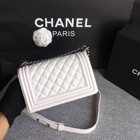 Boy Chanel Flap Shoulder Bag Sheepskin Leather A67085 White