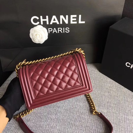 Boy Chanel Flap Shoulder Bag Sheepskin Leather A67085 Wine