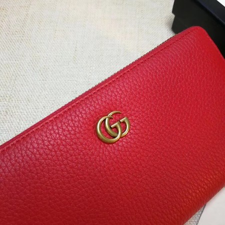 Gucci Leather Zip Around Wallet 456117 Red