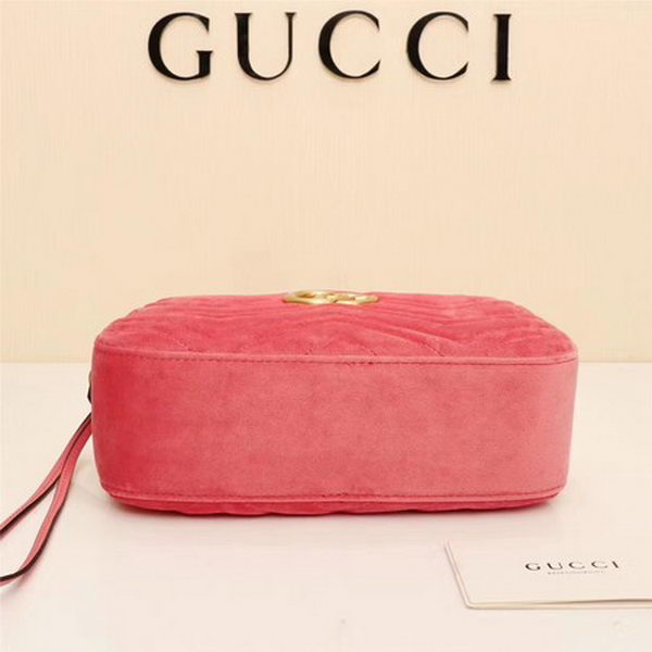 Gucci GG Marmont Matelasse Velvet Shoulder Bag 447632 Pink