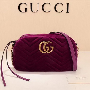 Gucci GG Marmont Matelasse Velvet Shoulder Bag 447632 Purple