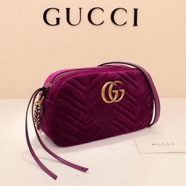 Gucci GG Marmont Matelasse Velvet Shoulder Bag 447632 Purple