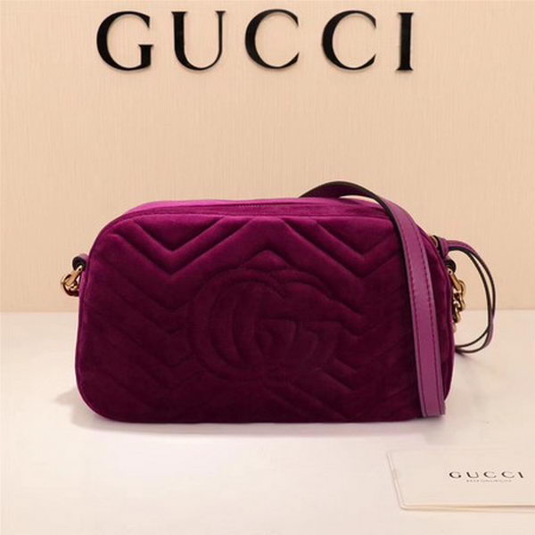 Gucci GG Marmont Matelasse Velvet Shoulder Bag 447632 Purple