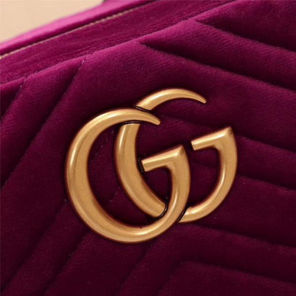 Gucci GG Marmont Matelasse Velvet Shoulder Bag 447632 Purple