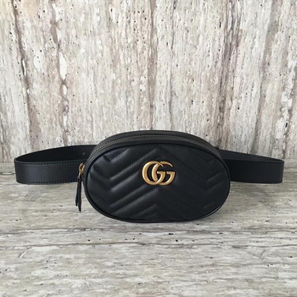 Gucci GG Marmont Leather Belt Bag 476434 Black