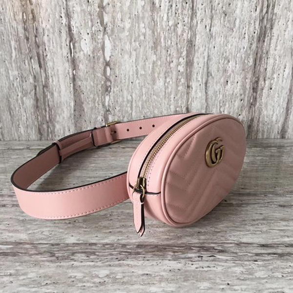 Gucci GG Marmont Leather Belt Bag 476434 Pink