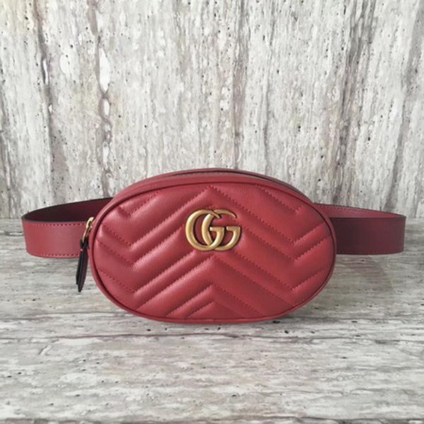 Gucci GG Marmont Leather Belt Bag 476434 Red