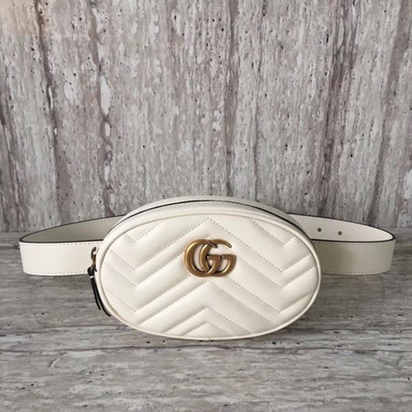 Gucci GG Marmont Leather Belt Bag 476434 White