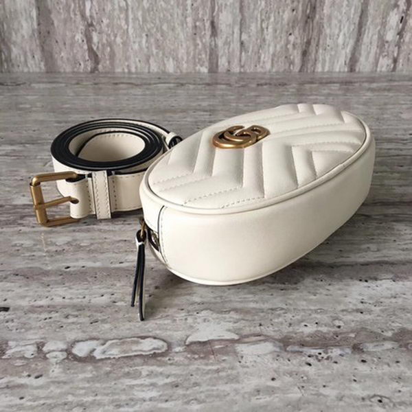 Gucci GG Marmont Leather Belt Bag 476434 White