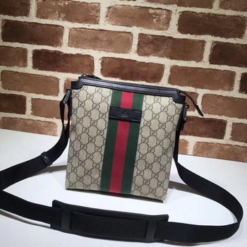 Gucci Web GG Supreme Flat Messenger Bag ‎471454 Apricot