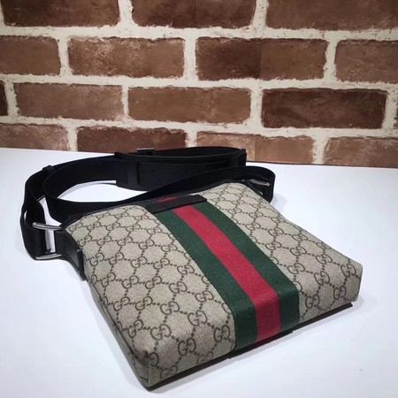 Gucci Web GG Supreme Flat Messenger Bag 471454 Apricot