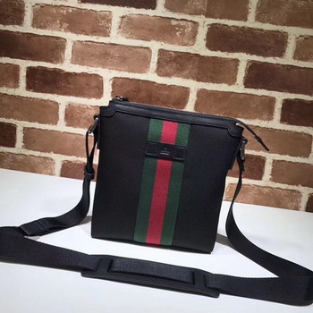 Gucci Web GG Supreme Flat Messenger Bag ‎471454 Black