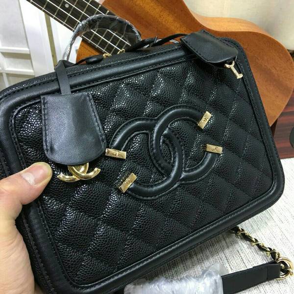 Chanel Calfskin Leather Shoulder Bag 6070 Black