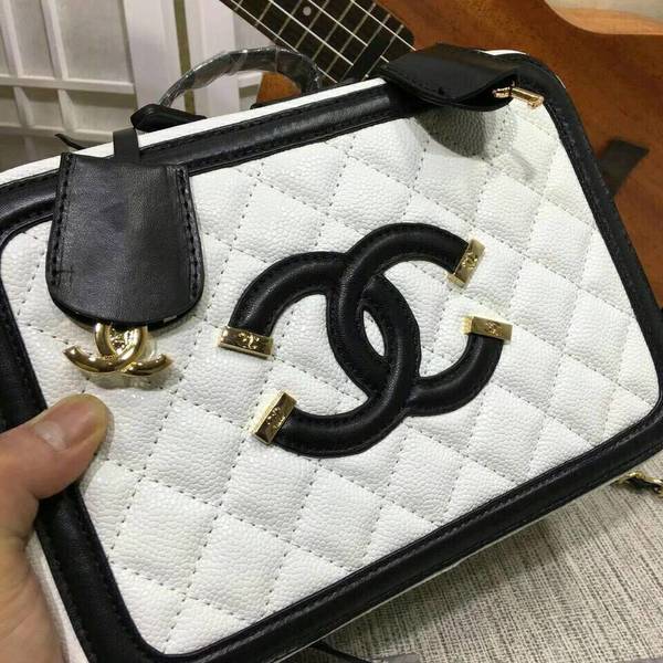 Chanel Calfskin Leather Shoulder Bag 6070 White