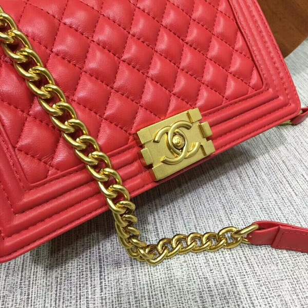 Boy Chanel Flap Shoulder Bag Sheepskin Leather 67086A Red